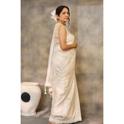 Masaba Ivory All Fours Saree with Unstitched Blouse