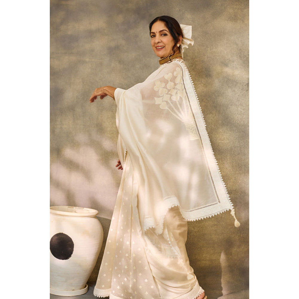 Masaba Ivory All Fours Saree with Unstitched Blouse