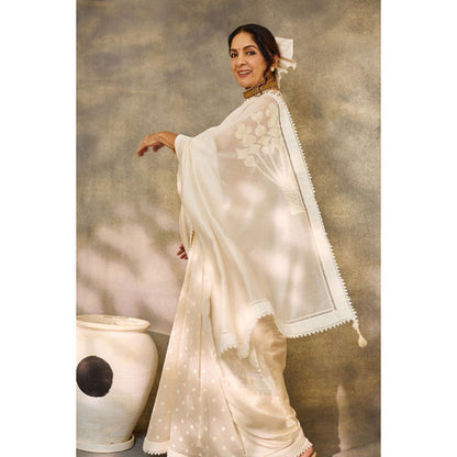 Masaba Ivory All Fours Saree with Unstitched Blouse