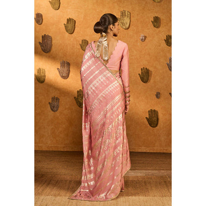Masaba Champagne Pink Midas Touch Saree with Unstitched Blouse