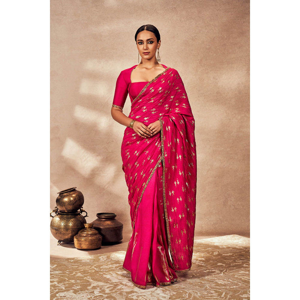 Masaba Pink Whispering Lily Crush Saree with Unstitched Blouse