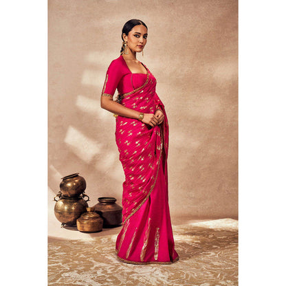 Masaba Pink Whispering Lily Crush Saree with Unstitched Blouse