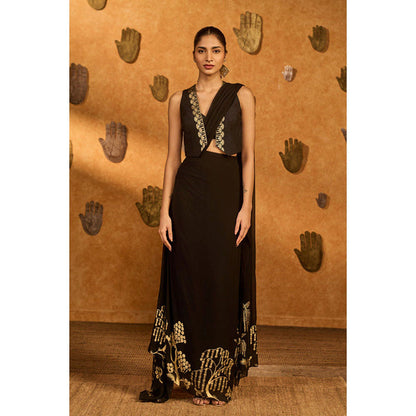 Masaba Black Zen Stitched Saree with Stitched Blouse