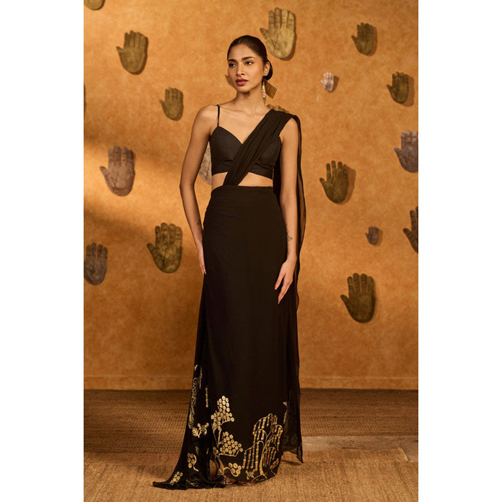 Masaba Black Zen Stitched Saree with Stitched Blouse