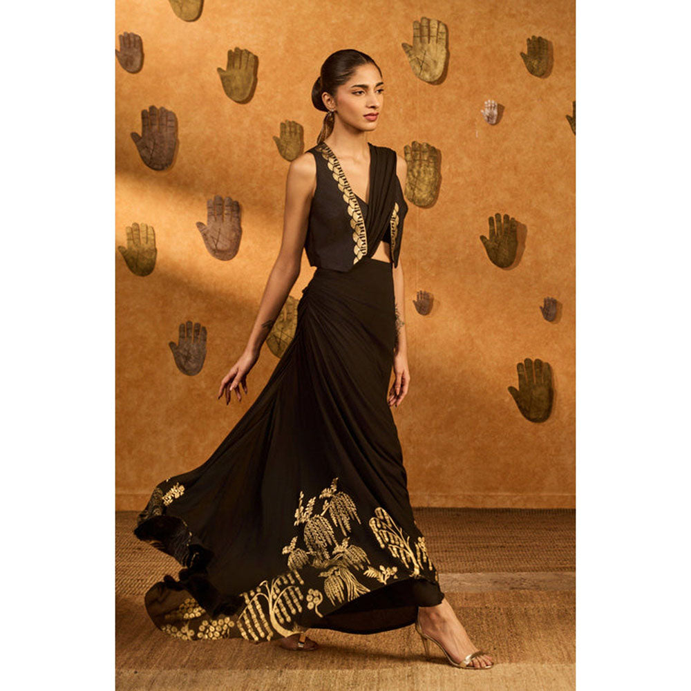 Masaba Black Zen Stitched Saree with Stitched Blouse