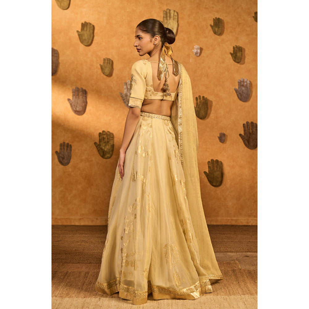 Masaba Gold Ivory Sakura Tissue Lehenga Set