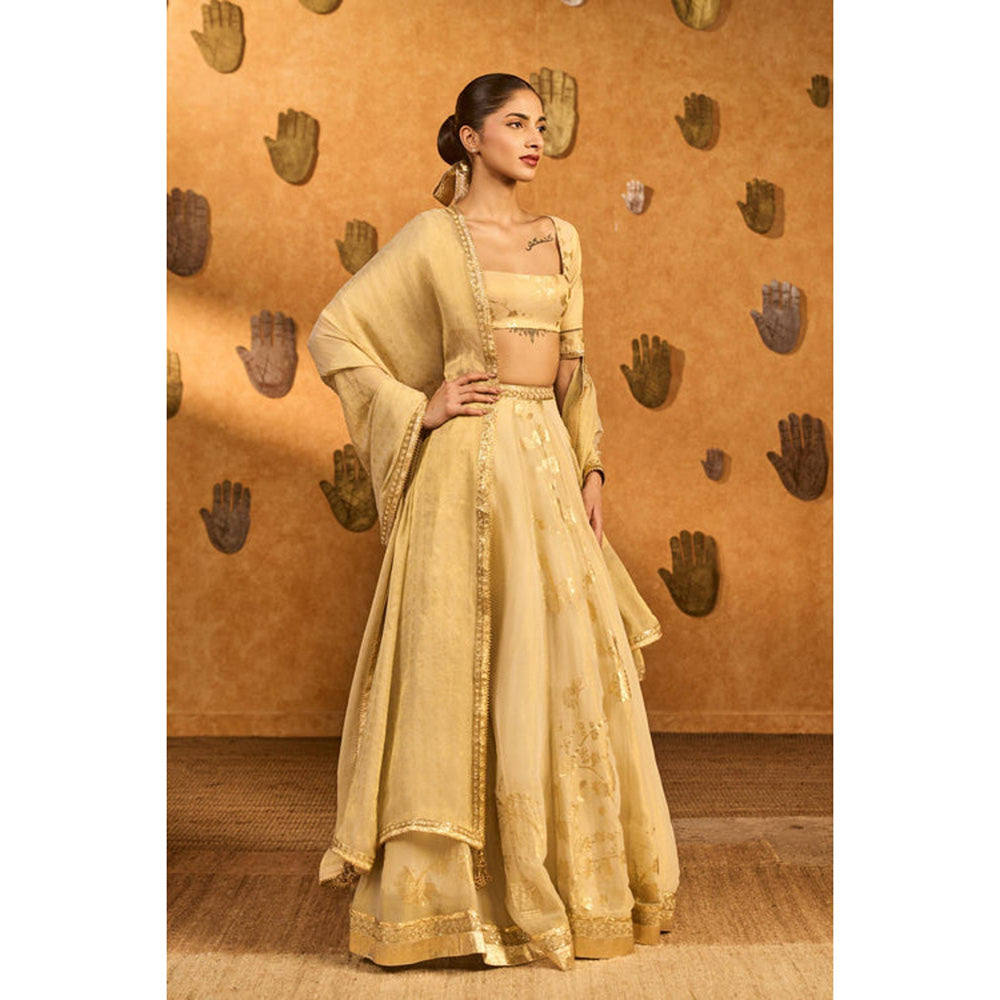 Masaba Gold Ivory Sakura Tissue Lehenga Set