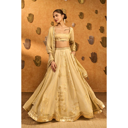 Masaba Gold Ivory Sakura Tissue Lehenga Set