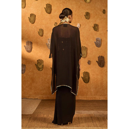 Masaba Brown Heartbeat Draped Skirt with Camisole and Cape