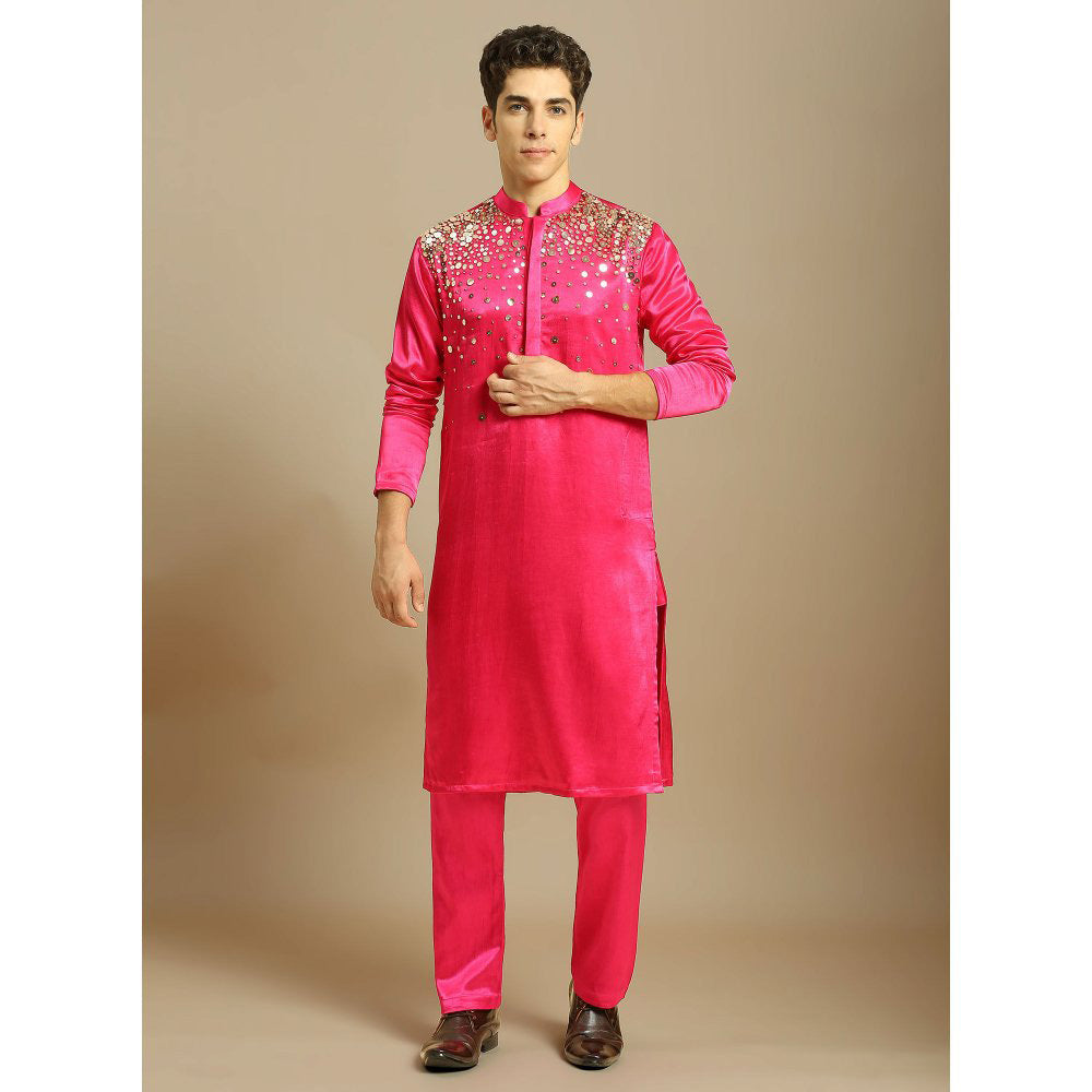 Masumi Mewawalla Hot Pink Embroidered Kurta with Pant (Set of 2)