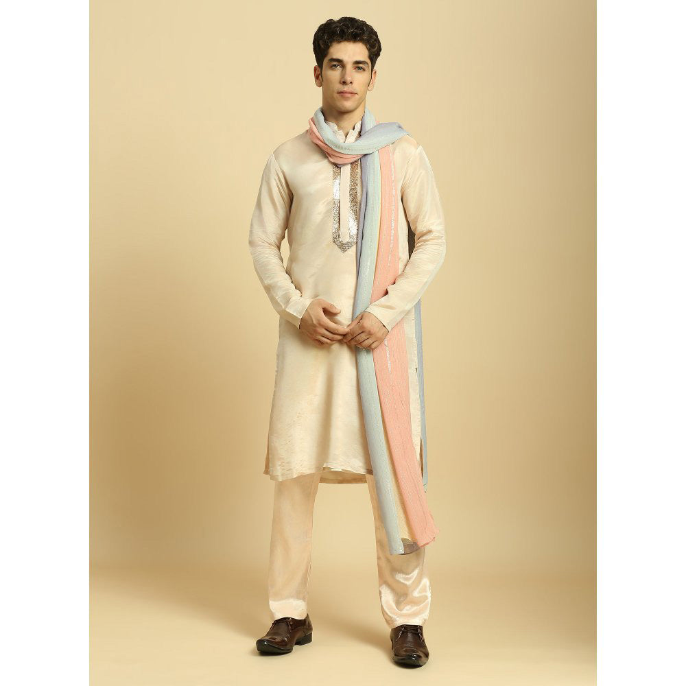 Masumi Mewawalla Cream Tissue Kurta with Pant and Ombre Dupatta (Set of 3)