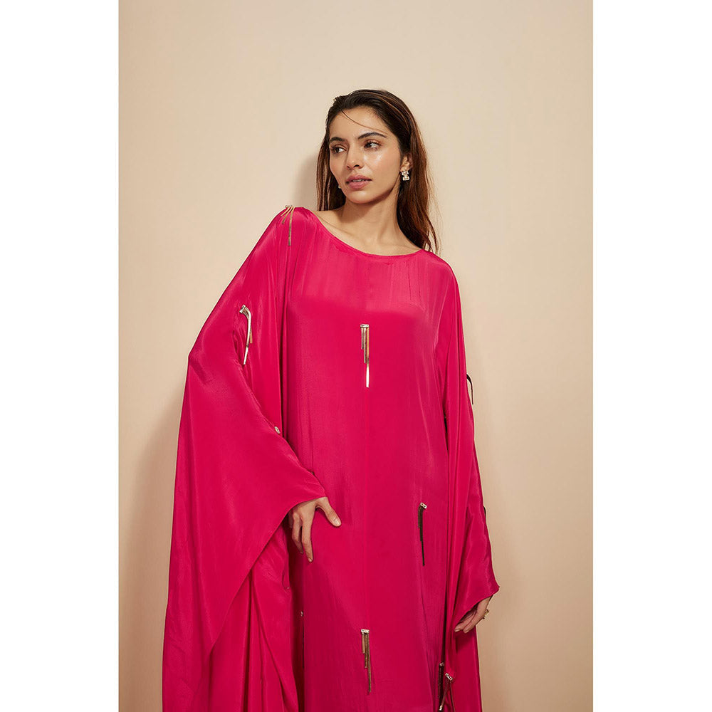 Masumi Mewawalla Hot Pink Embroidered Kaftan Dress