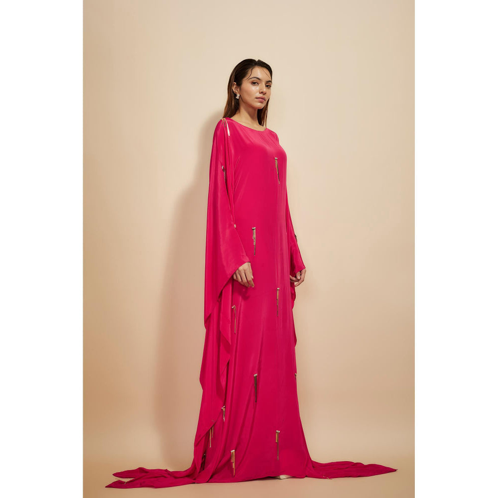 Masumi Mewawalla Hot Pink Embroidered Kaftan Dress