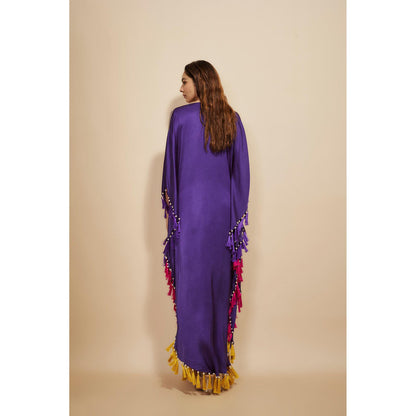 Masumi Mewawalla Purple Tassel Kaftan Dress