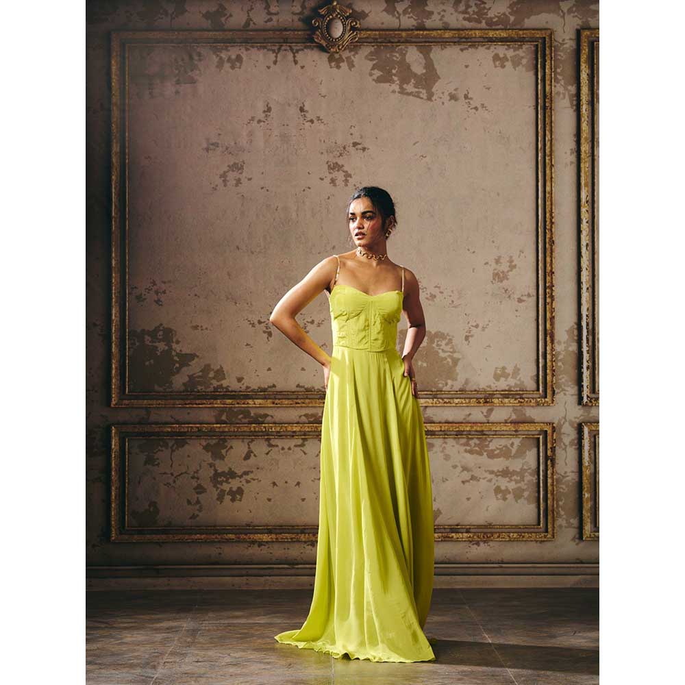 Masumi Mewawalla Green Corset Gown