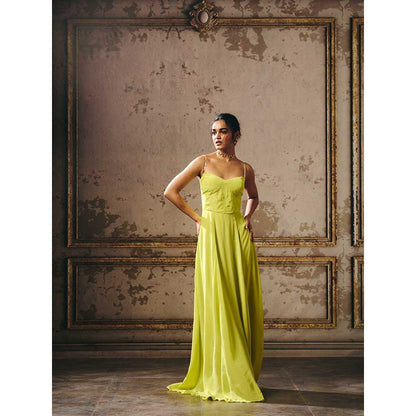 Masumi Mewawalla Green Corset Gown