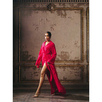 Masumi Mewawalla Hot Pink Shirt Maxi Dress