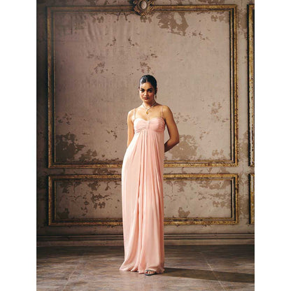 Masumi Mewawalla Peach Roached Gown