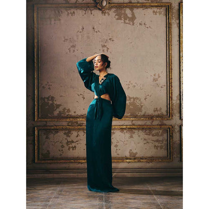 Masumi Mewawalla Bottle Green Twisted Dress