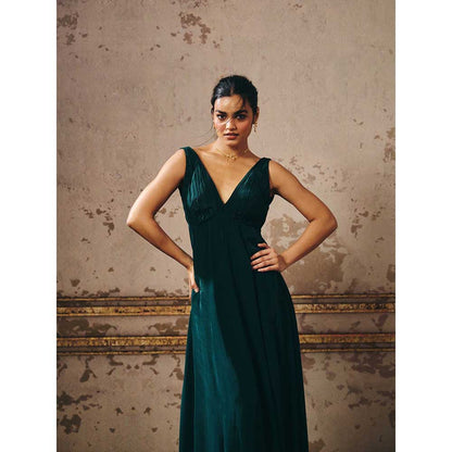 Masumi Mewawalla Bottle Green Gown
