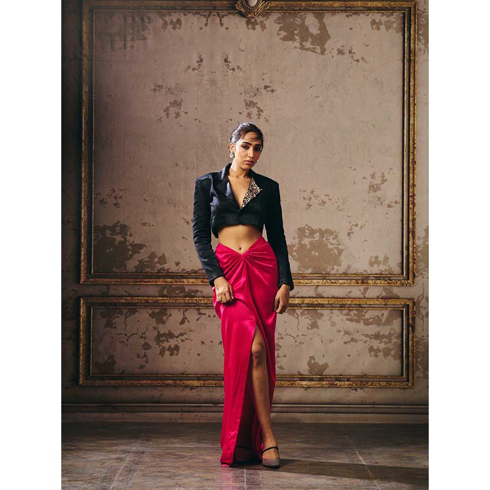 Masumi Mewawalla Hot Pink Skirt with Jacket (Set of 2)
