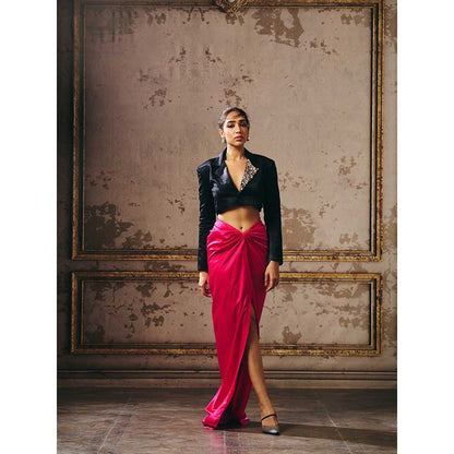 Masumi Mewawalla Hot Pink Skirt with Jacket (Set of 2)