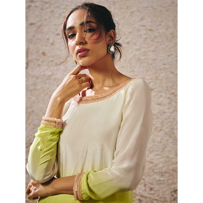 Masumi Mewawalla Beige Ombre Kurta with Pant (Set of 2)