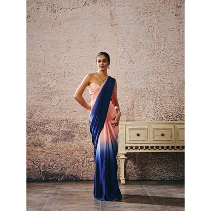 Masumi Mewawalla Peach Ombre Pre-Draped Saree with Stitched Blouse