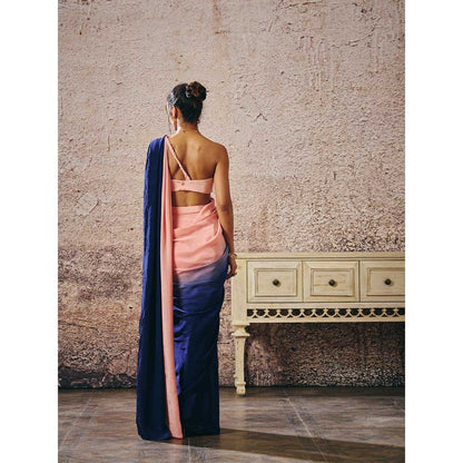 Masumi Mewawalla Peach Ombre Pre-Draped Saree with Stitched Blouse