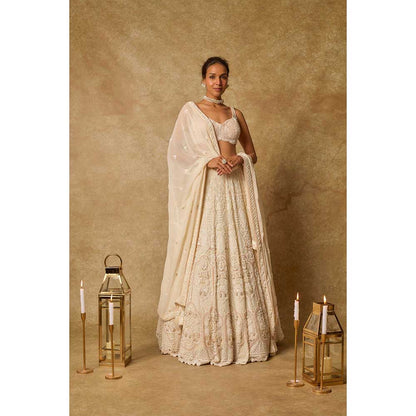 Masumi Mewawalla Butter Embroidered Lehenga with Stitched Blouse and Dupatta (Set of 3)