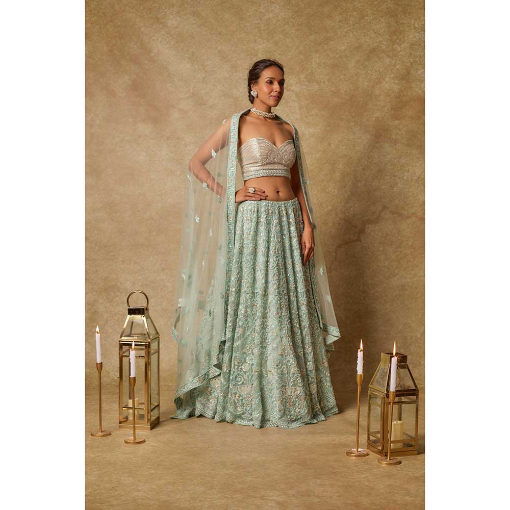 Masumi Mewawalla Embroidered Lehenga with Stitched Blouse and Dupatta (Set of 3)