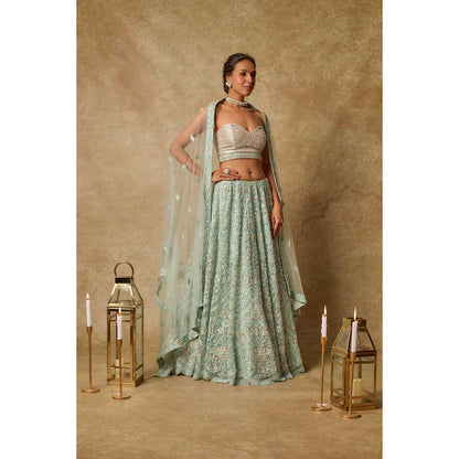 Masumi Mewawalla Embroidered Lehenga with Stitched Blouse and Dupatta (Set of 3)