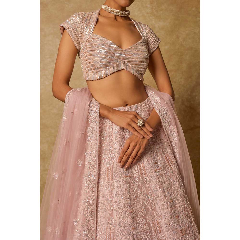 Masumi Mewawalla Pink Embroidered Lehenga with Stitched Blouse and Dupatta (Set of 3)