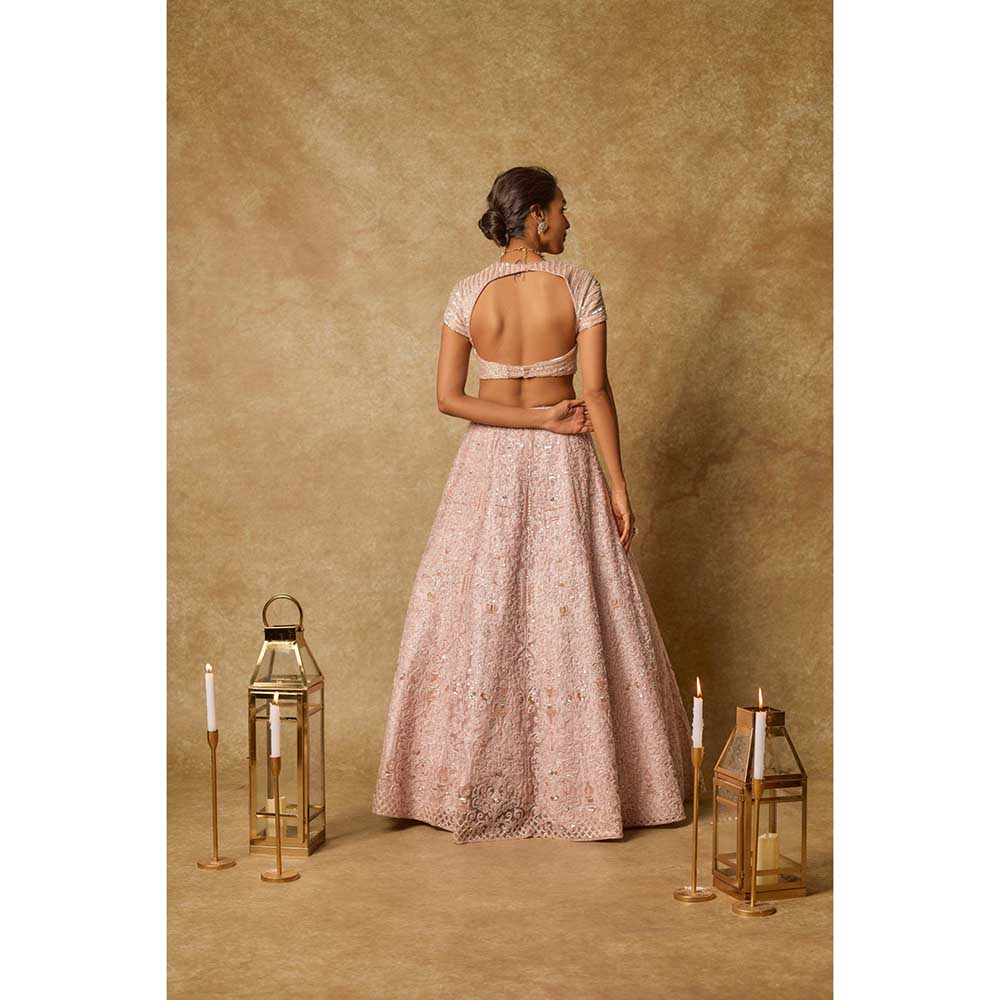 Masumi Mewawalla Pink Embroidered Lehenga with Stitched Blouse and Dupatta (Set of 3)