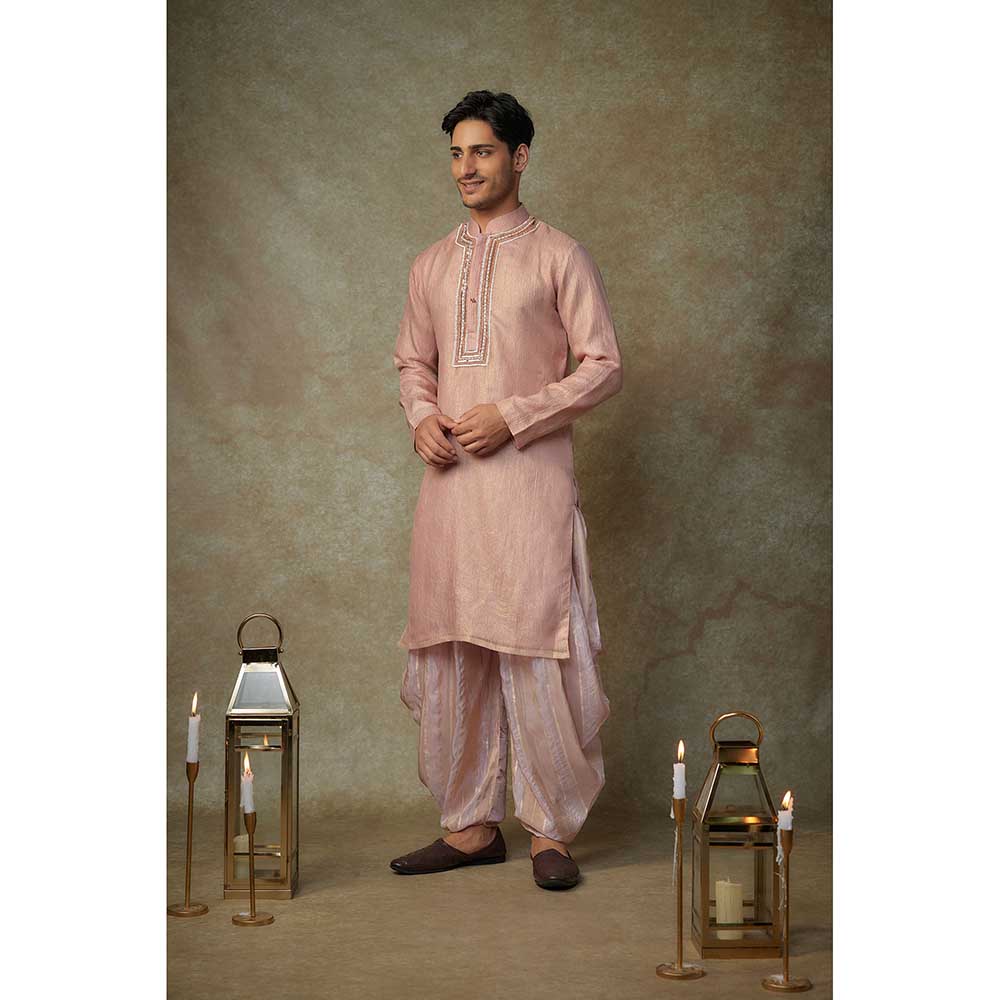 Masumi Mewawalla Pink Embroidered Kurta with Dhoti (Set of 2)