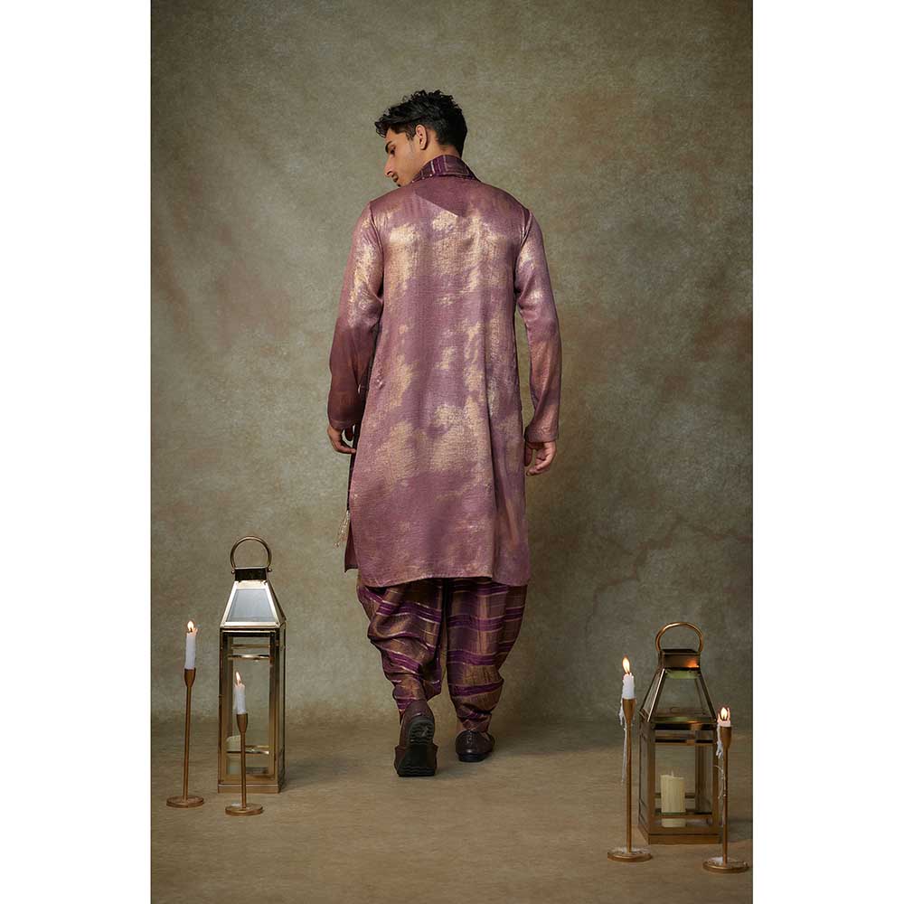 Masumi Mewawalla Wine Solid Kurta with Dhoti and Dupatta (Set of 3)