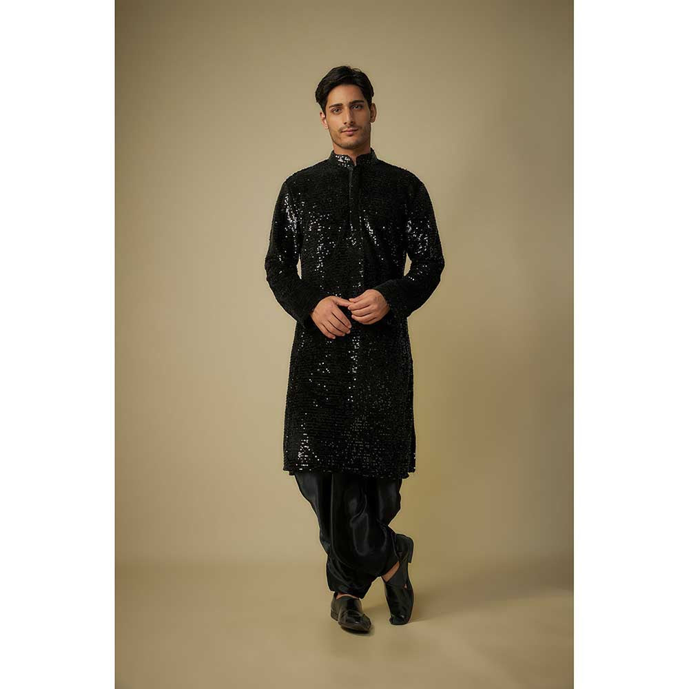 Masumi Mewawalla Black Sequence Kurta (Set of 2)