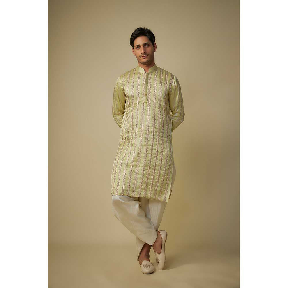 Masumi Mewawalla Yellow Embroidered Kurta with Dhoti (Set of 2)