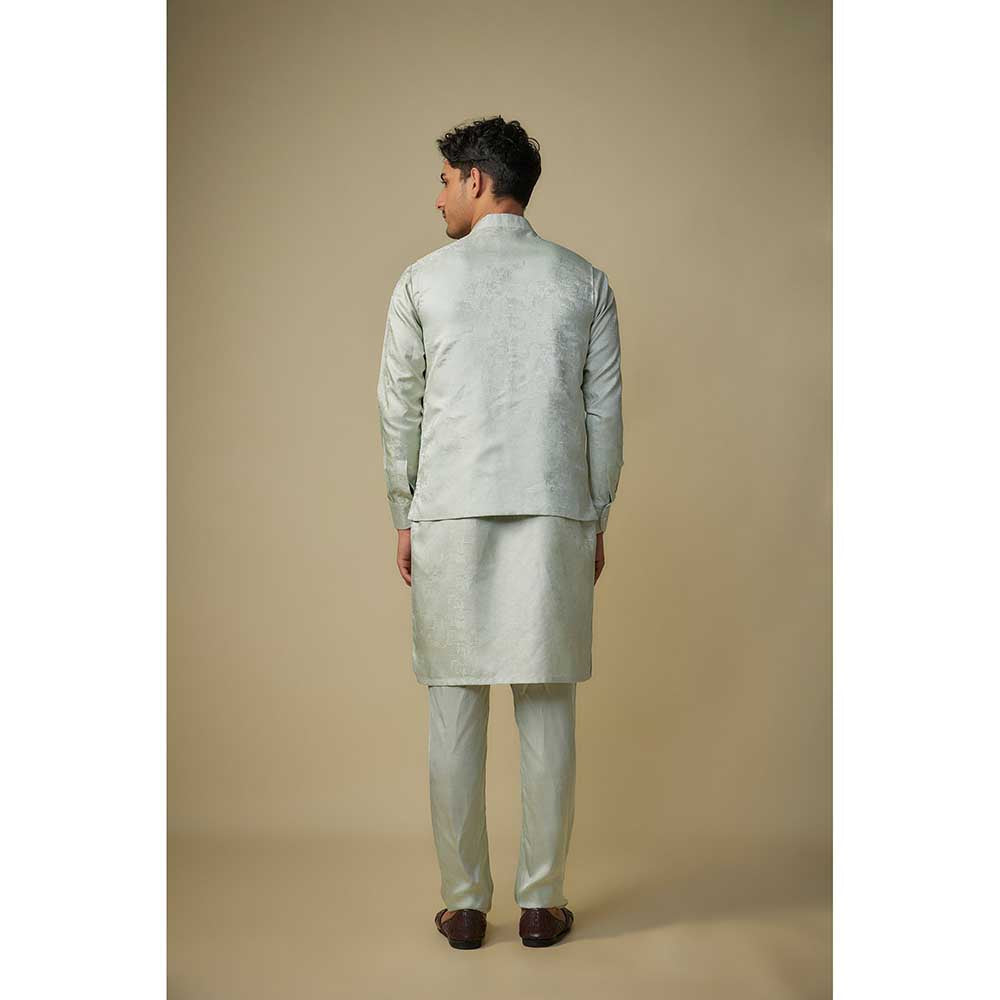 Masumi Mewawalla Sage Green Embroidered Bundi with Kurta and Pant (Set of 3)