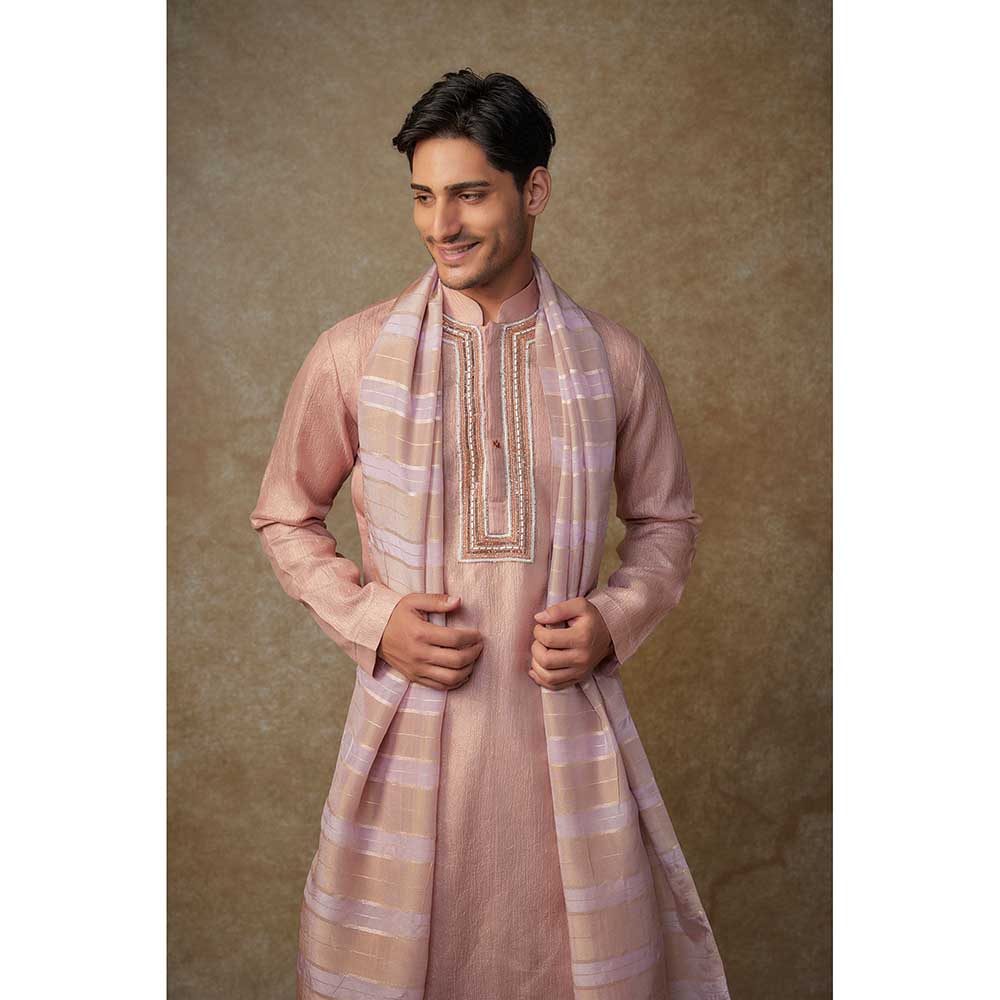 Masumi Mewawalla Pink Embroidered Kurta with Dupatta and Dhoti (Set of 3)