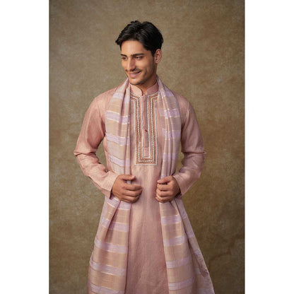 Masumi Mewawalla Pink Embroidered Kurta with Dupatta and Dhoti (Set of 3)