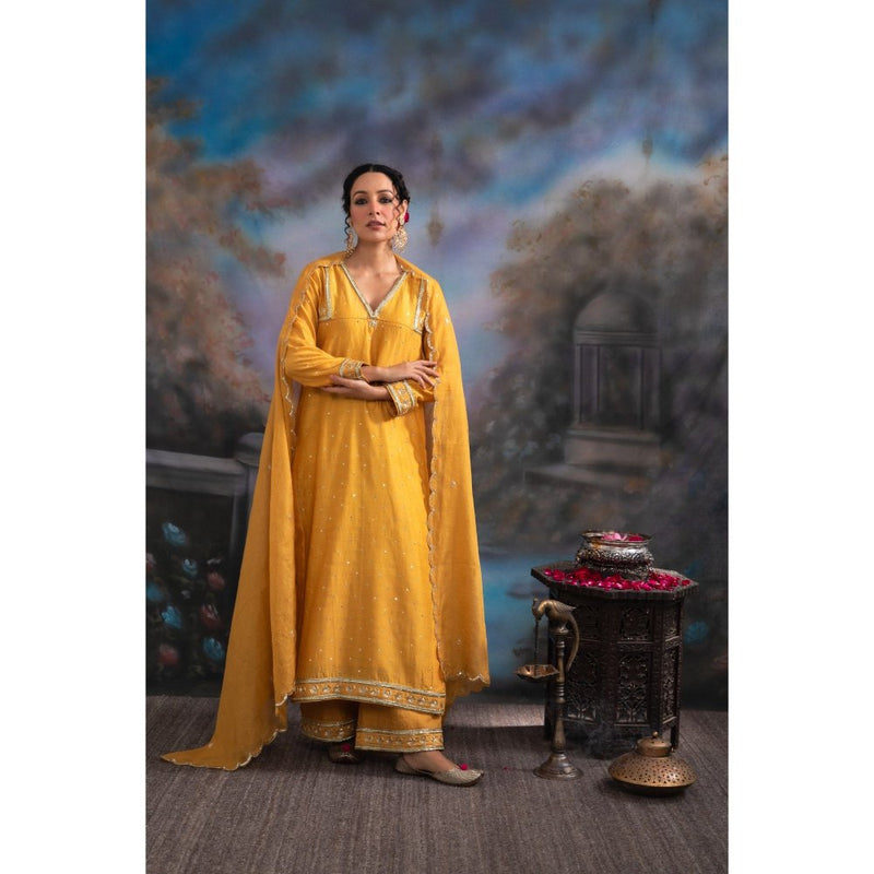 MEESA Asfar Mustard Kurta (Set of 3)