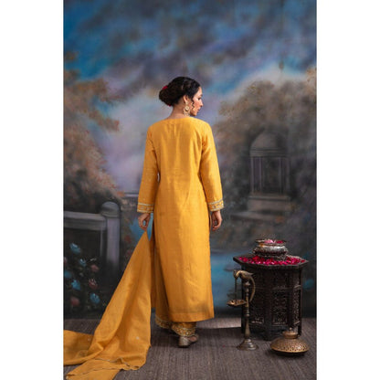 MEESA Asfar Mustard Kurta (Set of 3)