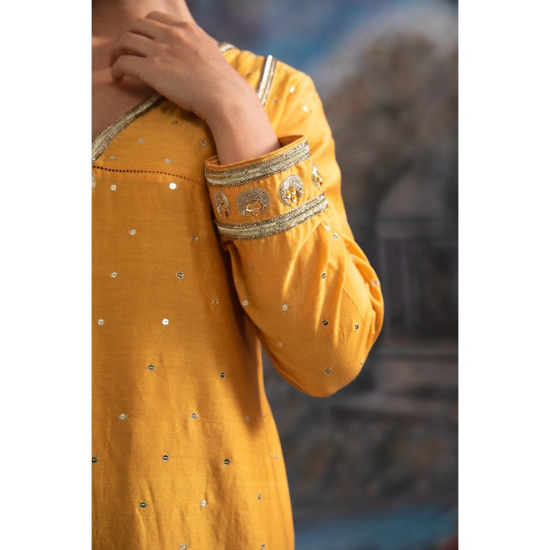 MEESA Asfar Mustard Kurta (Set of 3)