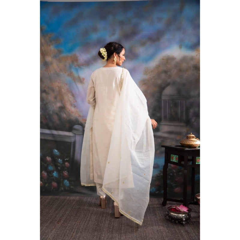 MEESA Asfa Off White Kurta (Set of 3)