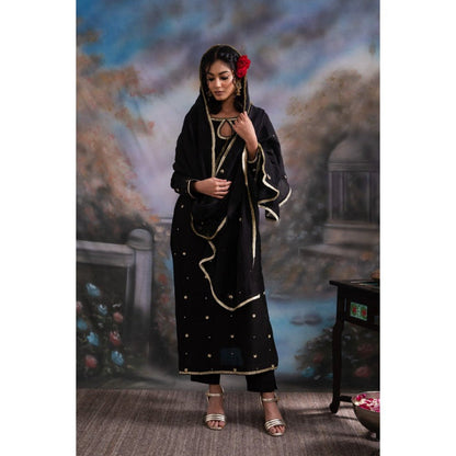MEESA Siah Black Kurta (Set of 3)