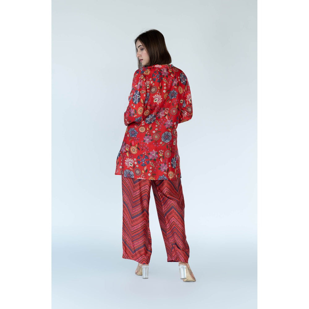 Meghna Panchmatia Red Royal Floral Print Co-Ord (Set of 2)