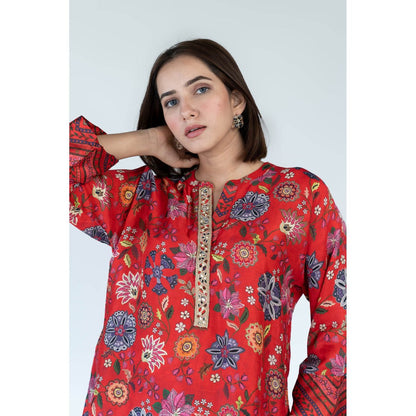 Meghna Panchmatia Red Royal Floral Print Co-Ord (Set of 2)