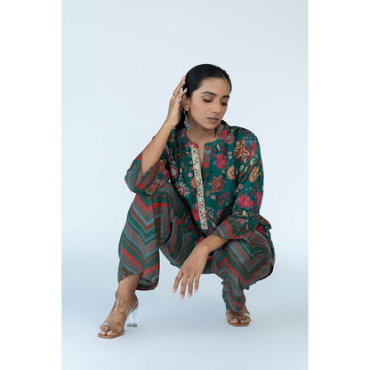 Meghna Panchmatia Green Royal Floral Print Co-Ord (Set of 2)