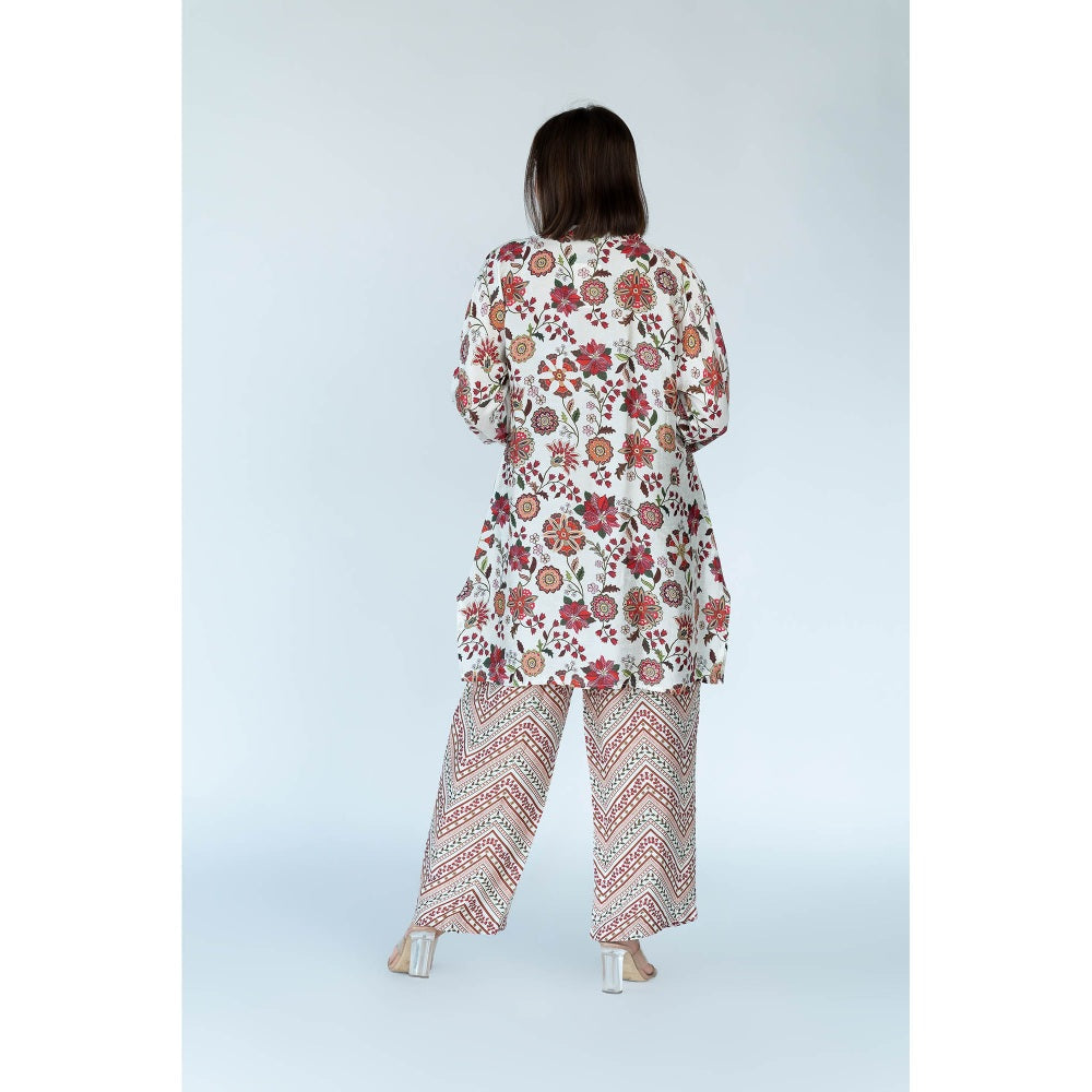 Meghna Panchmatia Ivory Royal Floral Print Co-Ord (Set of 2)